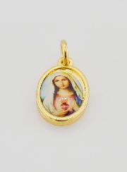 Medaglia Sacro Cuore di Maria Dorata - 15 mm