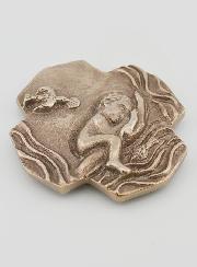 Croce in Bronzo Bianco - il Battesimo - 10cm