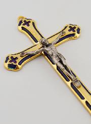 Crocifisso Vetrata in Metallo Dorato - 13cm