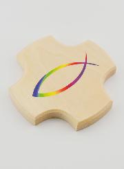 Croce Bambini in Legno d'Ebano - Pesce Cristiano Ichthys