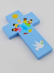 Croce in Legno Bambini del Mondo Blu