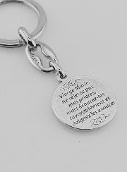 Portachiavi della Santa Vergine Miracolosa Argentato con Preghiera