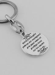 Portachiavi di San Cristoforo Argentato con Preghiera