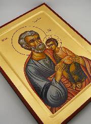 Icona Bizantina San Giuseppe con Gesù Bambino - 30 cm