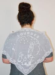 Scialle Mantilla di Lourdes Ricamato Bianco