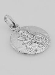 Medaglia San Giuseppe con Bambino Gesù in argento massiccio - 19 mm
