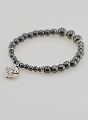 Bracciale Decina del Rosario in Perle di Ematite e Cristallo Nero