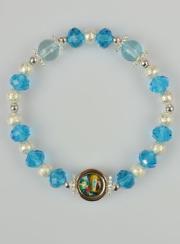 Bracciale Religioso Perle in Vetro Medaglietta di Lourdes