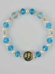 Bracciale Religioso Perle in Vetro Medaglietta di Lourdes