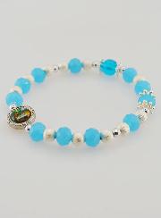 Bracciale Religioso Perle in Vetro Medaglietta di Lourdes