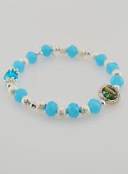 Bracciale Religioso Perle in Vetro Medaglietta di Lourdes