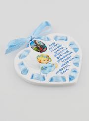 Icona Angelo Custode Azzurra - Regalo di Battesimo Bambino - 7 cm
