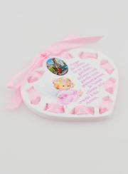 Icona Angelo Custode Rosa - Regalo di Battesimo Bambina - 7 cm