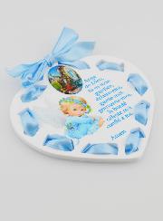 Icona Angelo Custode Azzurra - Regalo di Battesimo Bambino - 11 cm