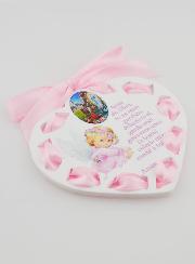 Icona Angelo Custode Rosa - Regalo di Battesimo Bambina - 11 cm
