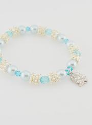 Bracciale Religioso Medaglietta di Lourdes - Perle Blu