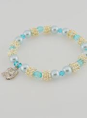 Bracciale Religioso Medaglietta di Lourdes - Perle Blu