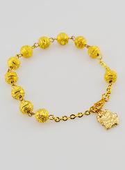 Bracciale Decina del Rosario di Lourdes - Perle d'Oro - 19cm
