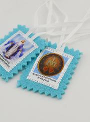 Scapolare della Vergine Miracolosa in Tessuto Blu - 5 cm