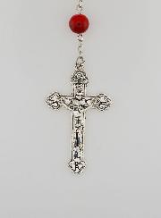Rosario Moda di Lourdes in Perle Rosse Tipo Pietra - 8 mm