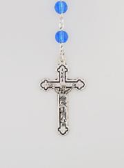 Rosario di Lourdes della Via Crucis in Perle di Cristallo Blu