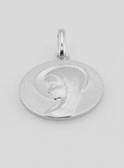 Medaglia Vergine Maria con Velo in argento massiccio - 18 mm
