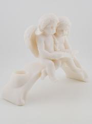 Statua Portalumini Angelo Protettore in alabastro - 18 cm