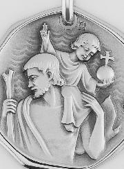 Medaglia San Cristoforo in argento massiccio 925/1000 - 30 mm