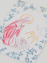 Cartolina di Battesimo - Vergine Maria e Colomba