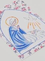 Cartolina di Battesimo - Vergine Maria e Colomba