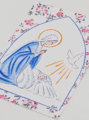 Cartolina di Battesimo - Vergine Maria e Colomba