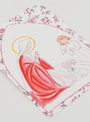 Cartolina di Battesimo - Vergine Maria e Angelo Custode - Rose