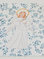 Cartolina di Battesimo - Angelo Custode - Rose Blu