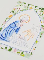 Cartolina di Battesimo - Vergine Maria e Colomba dello Spirito Santo