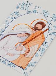 Cartolina di Battesimo - Sacra Famiglia - Rose Blu