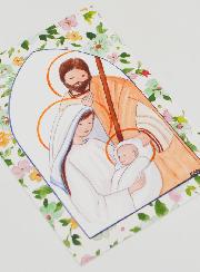 Cartolina di Battesimo -Sacra Famiglia - Verde