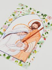 Cartolina di Battesimo -Sacra Famiglia - Verde