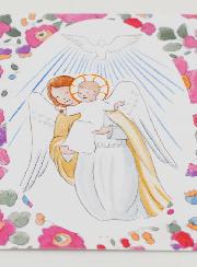 Cartolina di Battesimo - Angelo Custode e Spirito Santo