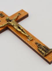 Crocifisso in Legno con Apparizioni di Lourdes - Dorato 12cm