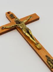 Crocifisso in Legno con Apparizioni di Lourdes - Dorato 16cm