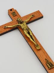 Crocifisso in Legno con Apparizioni di Lourdes - Dorato 21cm
