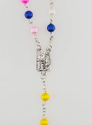 Rosario in Perle Multicolore su Catena Argentata - 60 cm