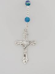 Rosario di Lourdes in Perle Rosse e Blu - 60 cm