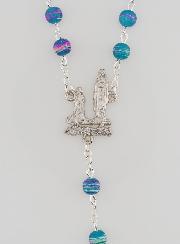 Rosario di Lourdes in Perle Rosse e Blu - 60 cm