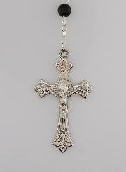 Rosario di Lourdes in Perle Nere - 50 cm