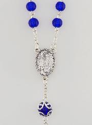 Rosario di Lourdes in Perle di Cristallo Blu - 55 cm
