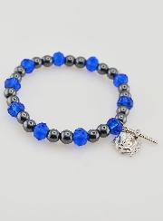 Bracciale Religioso Perle Nere e Blu