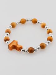 Bracciale Religioso Bambini Croce Tau e Perle Argento