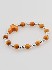 Bracciale Religioso Bambini Croce Tau e Perle Argento