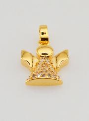 Ciondolo Angelo Custode Placcato Oro e Diamanti Strass - 15mm
